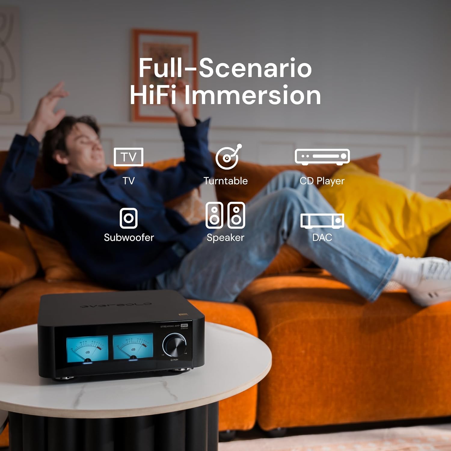 Eversolo Play | Music Streamer with DAC & Amplifier 60W×2ch(8Ω) / 110W×2ch(4Ω) | 5.5' LCD Touchscreen, Support Room Correction & Multi Room System, Stream Qobuz, Tidal&More | Black (CD Edition)