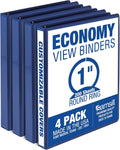 Samsill 1 Inch 3 Ring Binders, Made in USA, Economy Round Ring, Clear View Cover, 200 Sheet Capacity - for School, Home, Office - Blue, 24 Pack