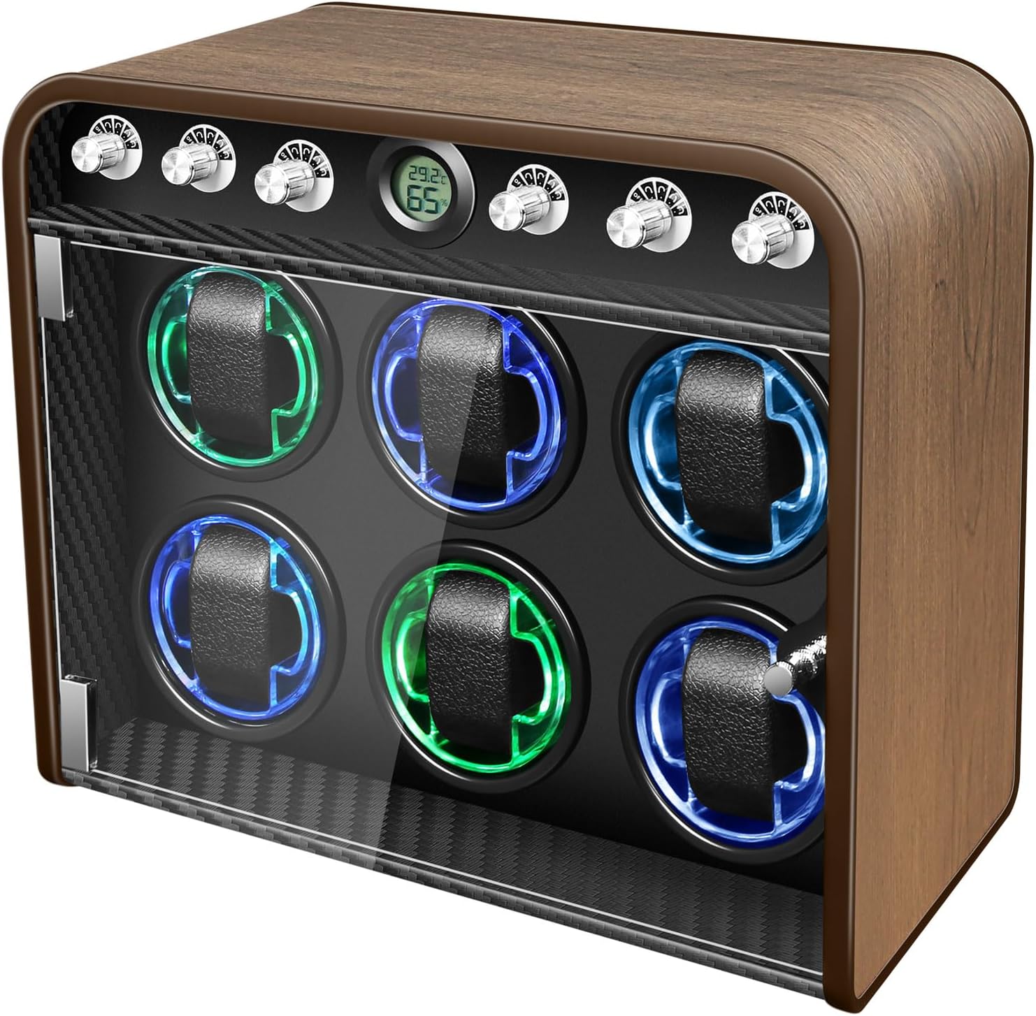 Watch Winder for Automatic Watches, Watch Winders Box 1/2/4/6/9 Slot for Rolex,Silent Motor, 4 Rotation Mode Setting,Built-in led Lights,Gift for Man
