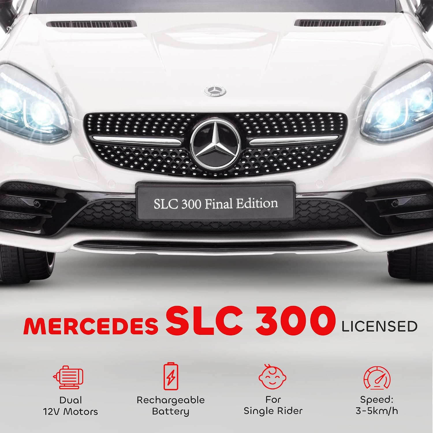 Aosom Mercedes SLC 300 Licensed 12V Ride On Car for Kids with Remote Control, 2 Speeds, Battery Powered Kids Electric Car with Music, Lights, Suspension for 3-6 Years Old, White