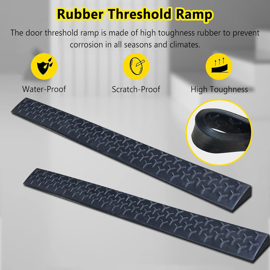 ZJMAMA Threshold Ramp Rubber, 1/2/3/4/5 CM Rise Wheelchairs Ramps for Home Garden Yard Sliding Glass Doors Steps, Indoor Outdoor Entry Transitions Slope (Size : 100x12x5(39.4x4.7x2))