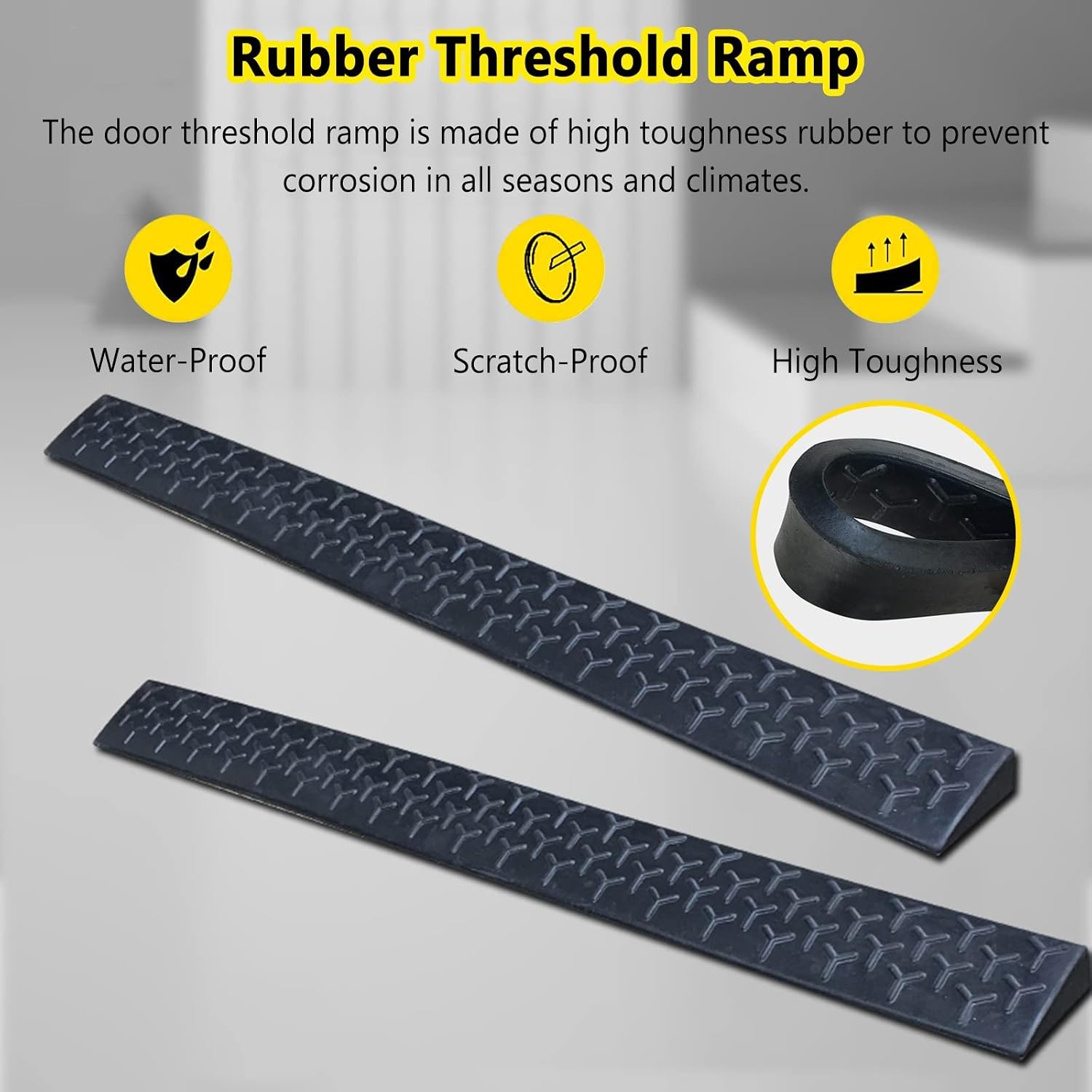 ZJMAMA Threshold Ramp Rubber, 1/2/3/4/5 CM Rise Wheelchairs Ramps for Home Garden Yard Sliding Glass Doors Steps, Indoor Outdoor Entry Transitions Slope (Size : 100x12x5(39.4x4.7x2))