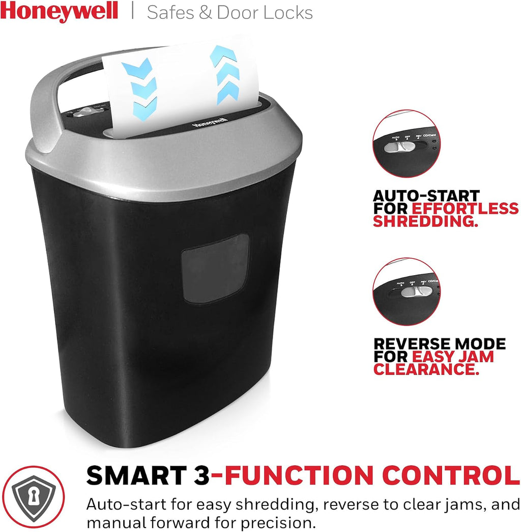 Honeywell Safes & Door Locks - 12 Sheet Cross Cut Paper Shredder for Home Use & Office - 3-Function Control & Over Heat Protection - Document & Credit Card Shredder Machine - 5.5 Gallons, Black - 9112
