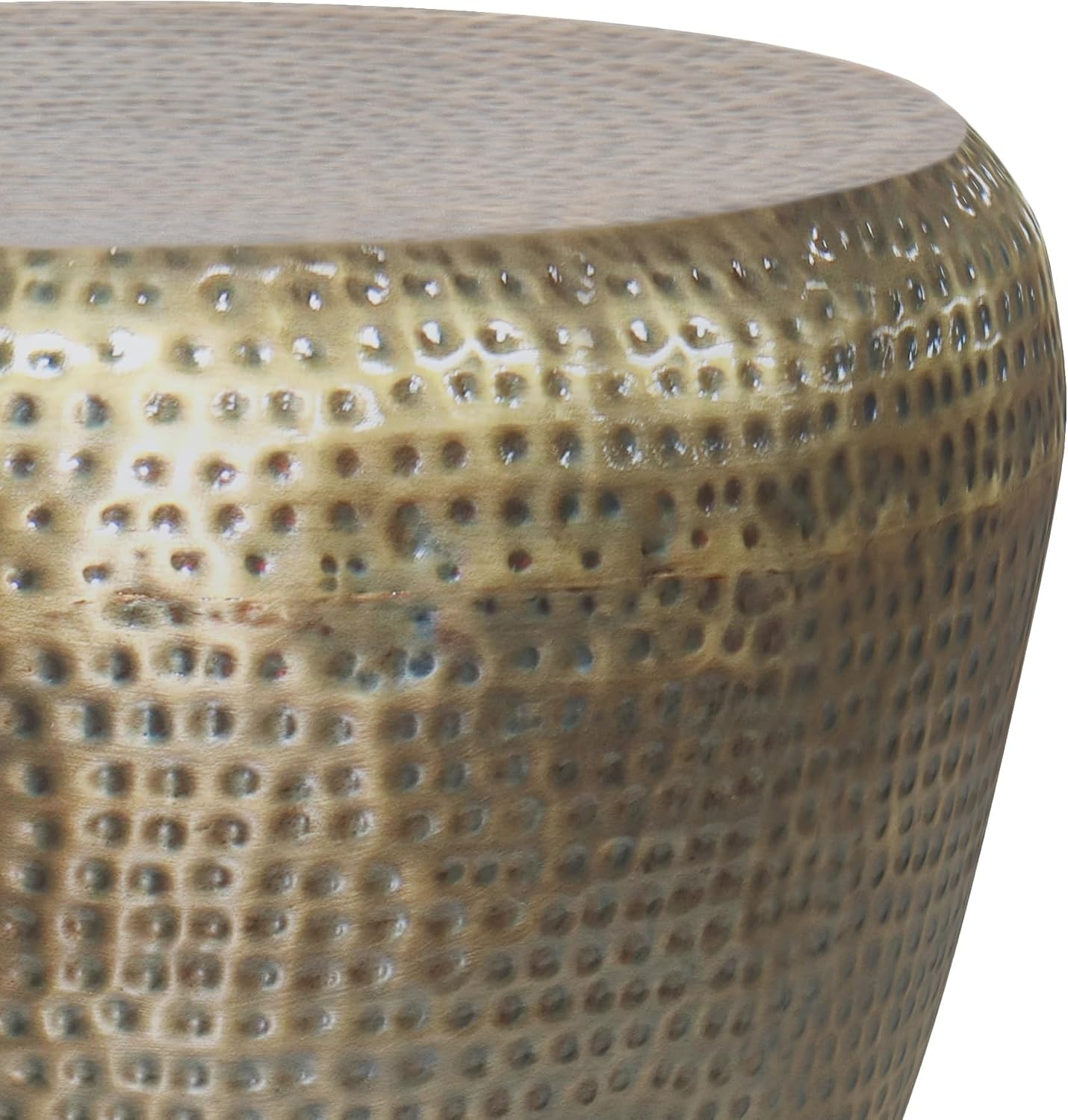 SIMPLIHOME Preston Metal Table - 22 inch Wide Solid Metal Round Side Table in Antique Gold, Modern Industrial Accent Table for Living Room or Bedroom with Textured Finish, Assembled
