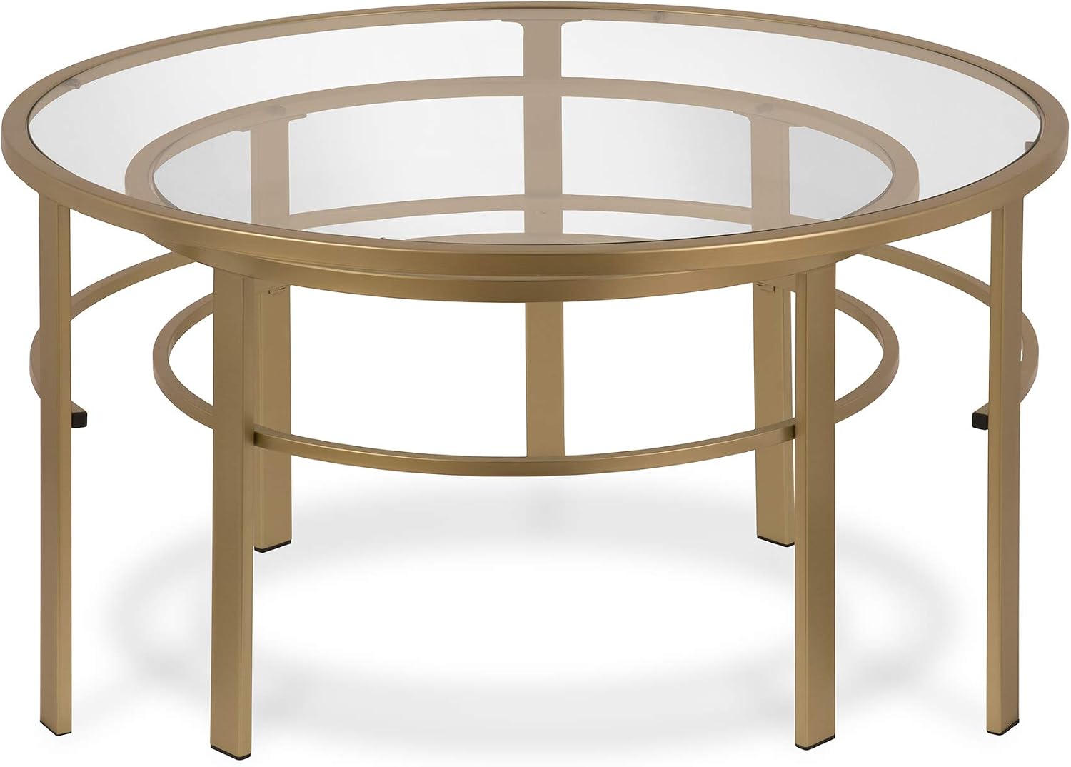 Henn&Hart Round Nested Coffee Table in Brass, Coffee Table coffee tables for living room, studio apartment essentials