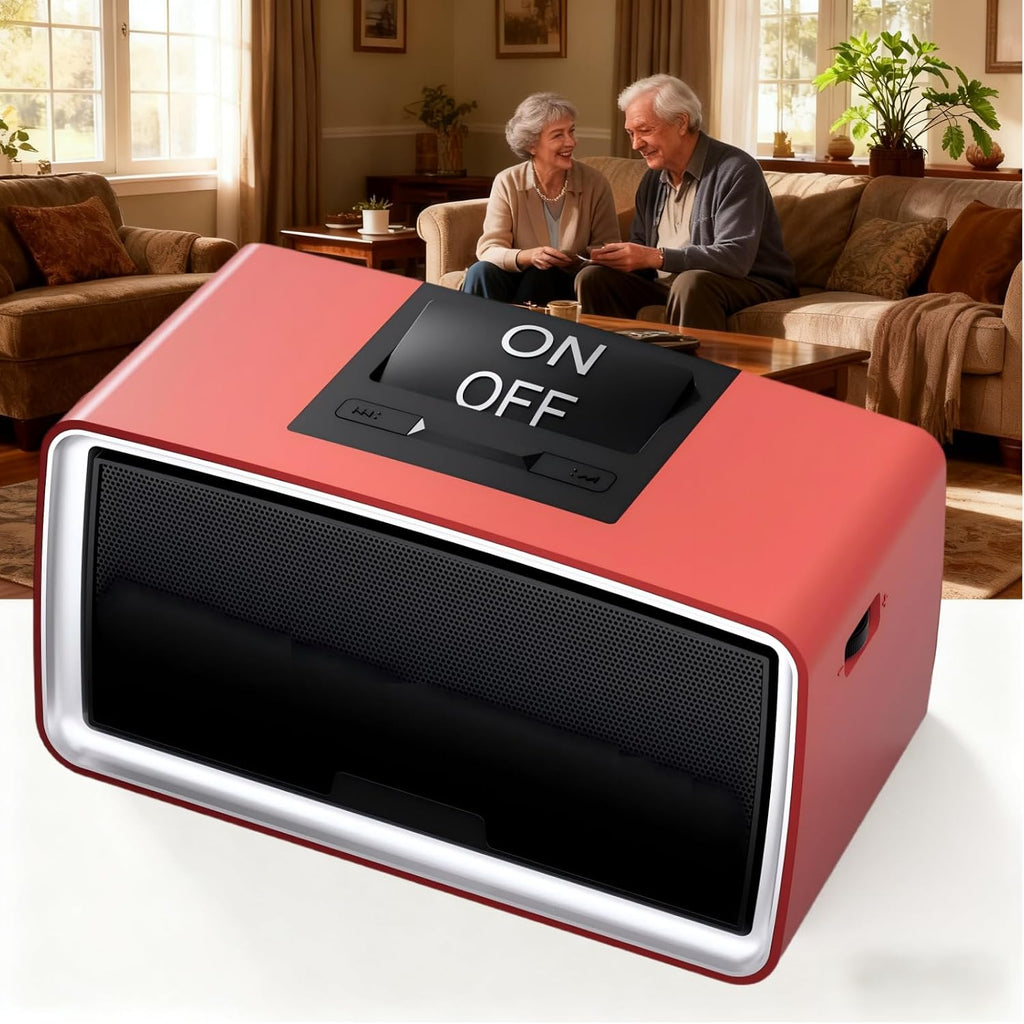 Simple MP3 Player with Large Buttons & Easy Operation, Music Player Ideal for Elderly, The Hearing Impaired, Dementia/Alzheimer's Patients, Audio Player with 32GB TF Card (Red)