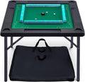 Queensell 35' Folding Game Table with Cup Holders, Domino and Mahjong Table with Heavy-Duty Legs, Double-Sided Mat and Storage Bag