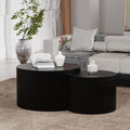 Nesting Coffee Table with Non-Slip Mat Vertical Stripe Design Round Fluted Side Table Set of 2 - No Assembly Required for Living Room Bedroom Balcony Yard (I-27.6+19.7in)