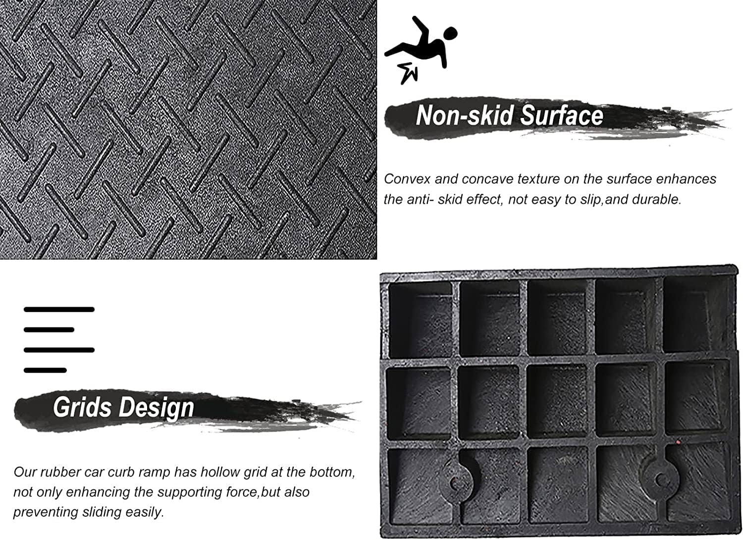 Wheelchair Ramp Wheelchair Ramp Solid Rubber Threshold Ramp Non-Slip Scooter Ramp for Room Door Handicap Ramps Wear-Resistant Kerb Ramps Anti-Slip