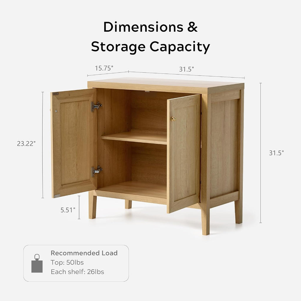 EYYTHUNG Sideboard Buffet Cabinet with Adjusable Shelves, Farmhouse Storage Cabinets, Credenza, Accent Cabinet, Kitchen Coffee Bar Console Table for Living Dining Room, Natural Oak
