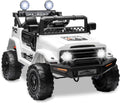 SEHOMY 12V Kids Ride On Truck with Parent Remote, 4 Wheelers Battery Powered Electric Toys Car for Kids - 3 Speed, Spring Suspension, LED Lights, Safety Start, Music, Kids Electric Vehicles White
