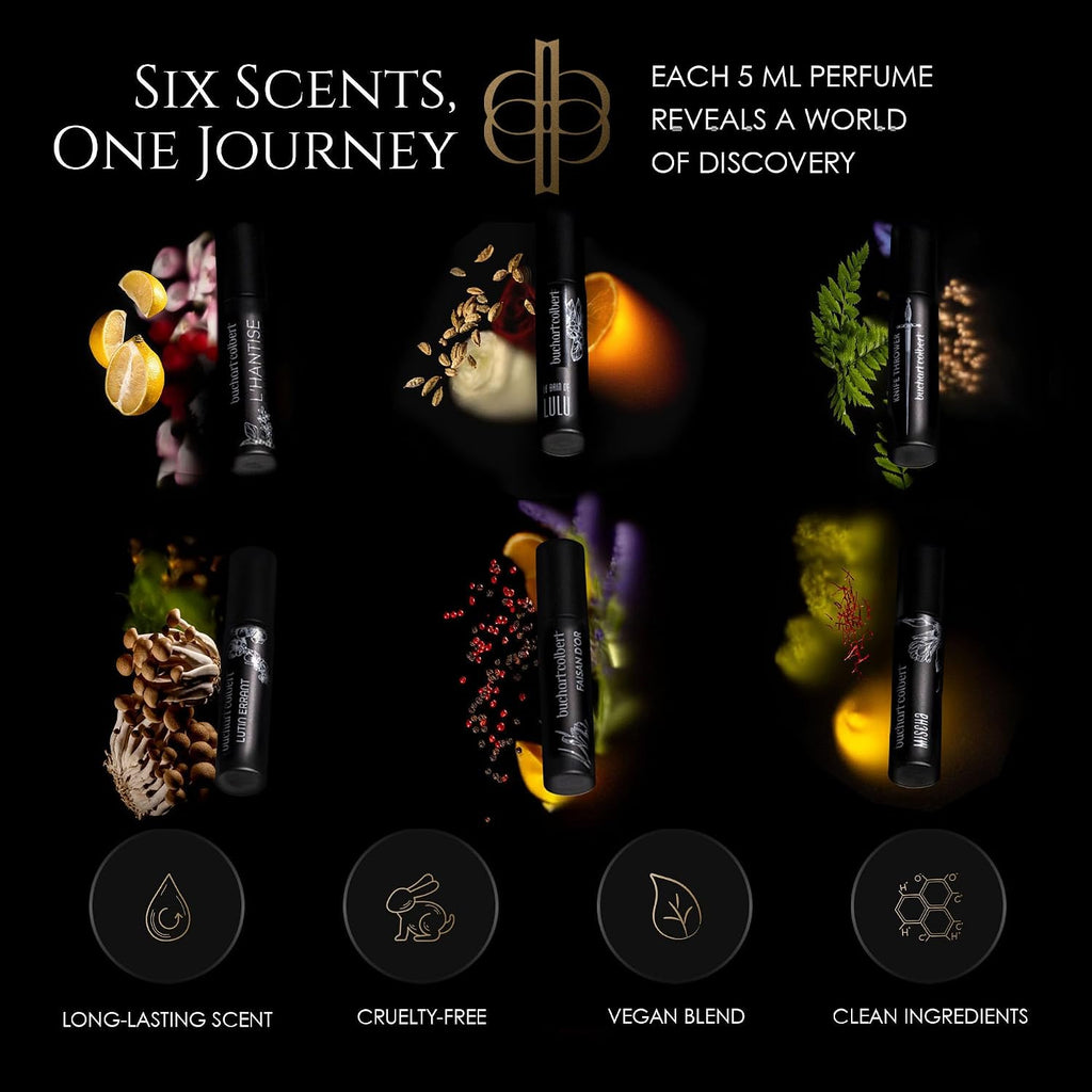 Expressions Gift Set Eau de Parfum – Niche Fragrance Set with 6 x 5ml Perfumes – Unisex Sampler with Citrus, Floral, Spicy, Woody & Amber Scents