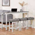 Merax 59 inch Bar Table Set with Power Outlet USB/Type-C, Behind Couch Table with 3 Padded Stools for Kitchen, Living Room, White & Grey