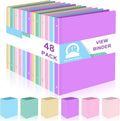 Fulmoon 48 Pack 3 Ring Plastic Binders 1 Inch Bulk with 2 Pockets, Flexible Binder Loose Leaf Hardcover, Fit 12' x 10' US Letter Size Paper, for School Office Home, 6 Colors(Macaron)