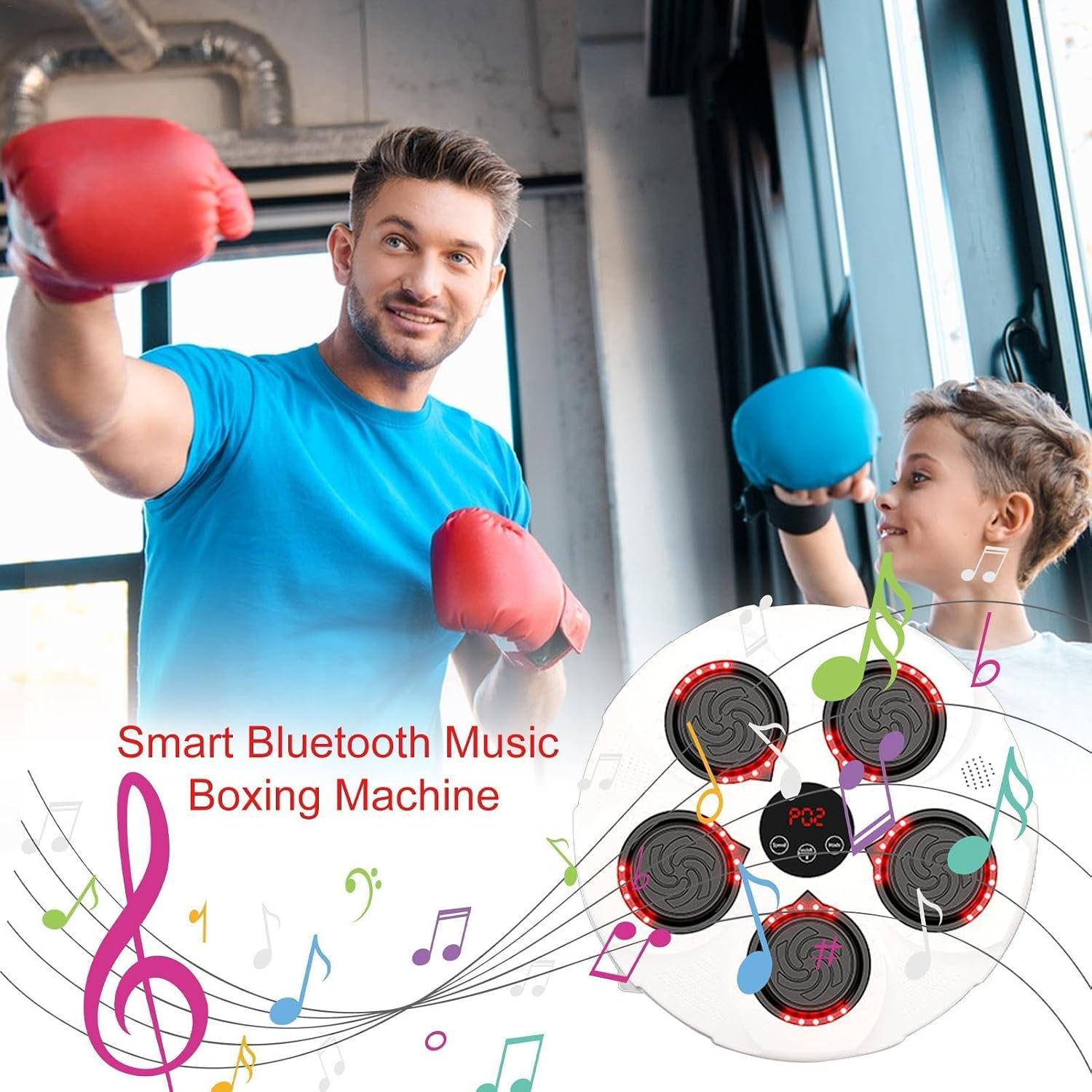 Electronic Boxing Trainer with Boxing Gloves, Smart Wall Strike Machine, Electronic Music Boxing Machines, Training Machine, Speed Adjustable Punch Equipment