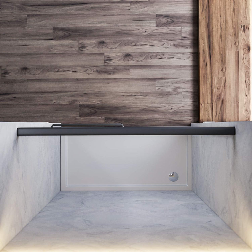 SUNNY SHOWER Glass Shower Door Frameless Double Sliding Shower Glass Door, 1/4 inch Clear Glass Shower Panel, Stainless Steel Hardware, Bathroom Sliding Door, Black Finish 46.5-48 in.W x 72 in.H