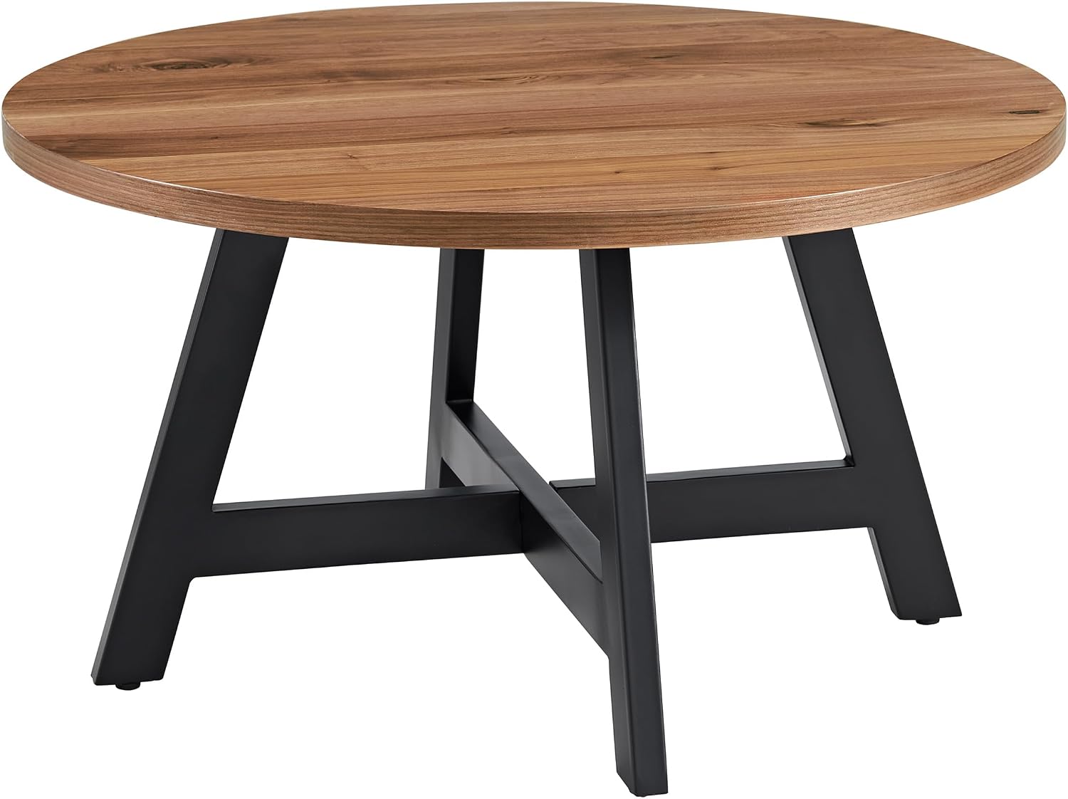 Lavish Home 3-Piece Coffee Table Set - Industrial Modern Round Coffee Table and 2 Side Tables - for Living Room, Apartment, or Dorm Room (Walnut)