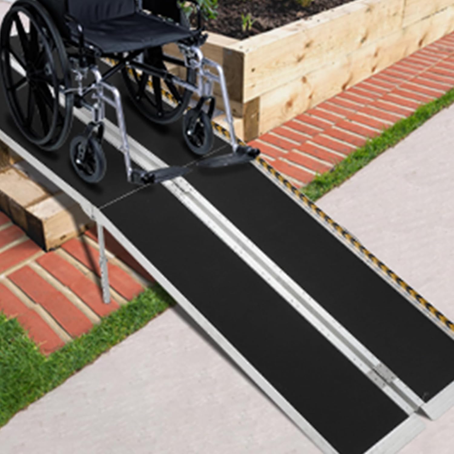 10FT Portable Wheelchair Ramp Non-Skid Aluminum Handicap Ramps with Handle 29'' Wide 600LBS Capacity Wheel Chair Ramp Scooter Ramps for Home, Steps, Stairs, Entry, Threshold, Doorways