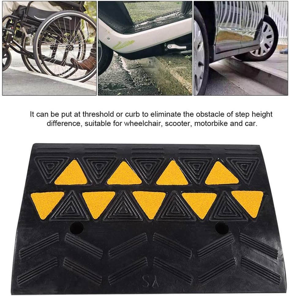4' Rise Threshold Ramp Heavy Duty Driveway Curb Ramp -Slip Rubber Kerb Ramps Car Vehicle Wheelchair Door Step Ramp/Yellow/50 * 30 * 10.7Cm/20 * 12/4In ( Color : Yellow , Size : 50*30*10.7Cm/20*12/4In