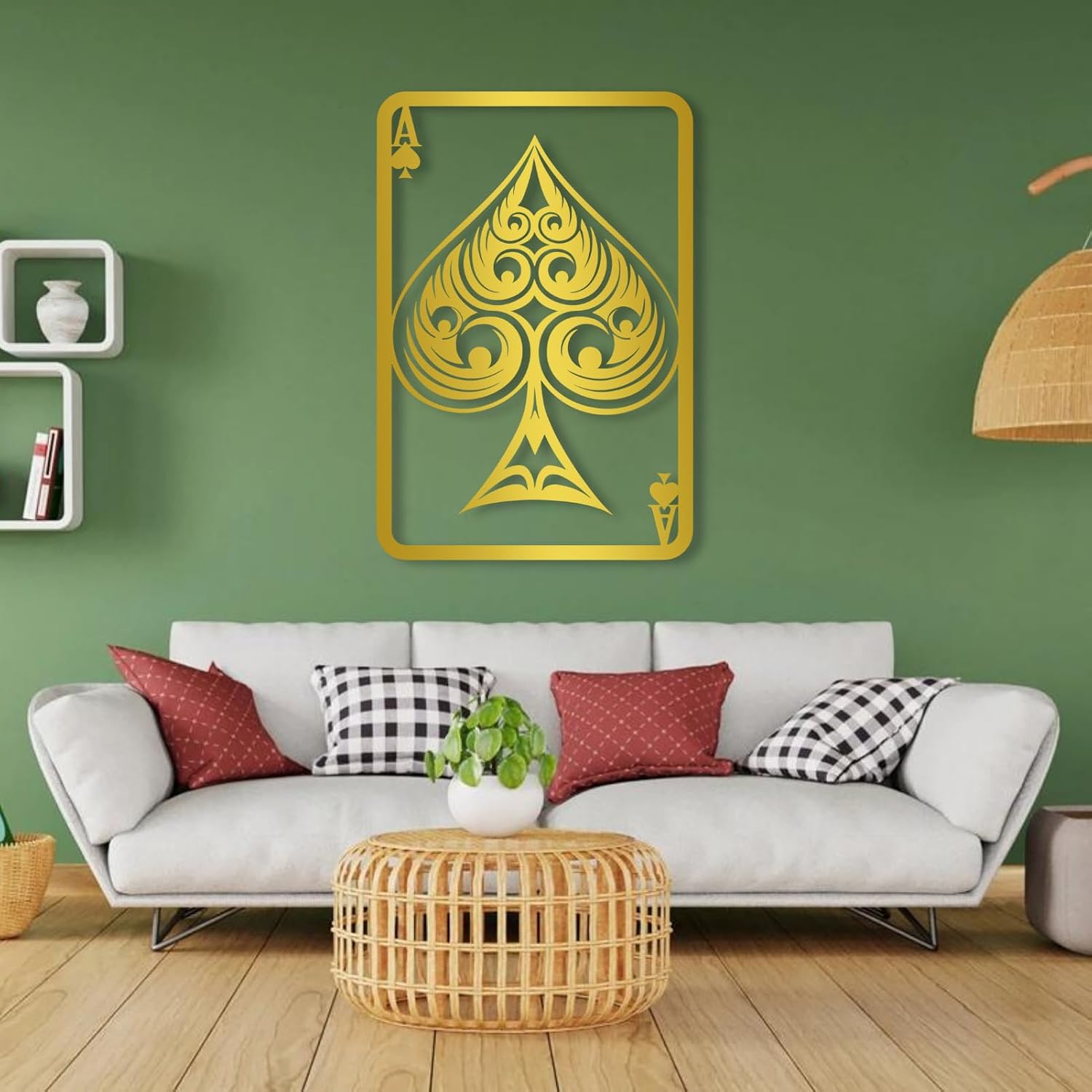 Aportif Metal Ace of Spades Wall Decor, Ace of Spades Card Wall Art, Poker Decorations, Playing Cards Art, Housewarming Gift, Living Room Decor (Black, 24x35 in / 60x89 cm)