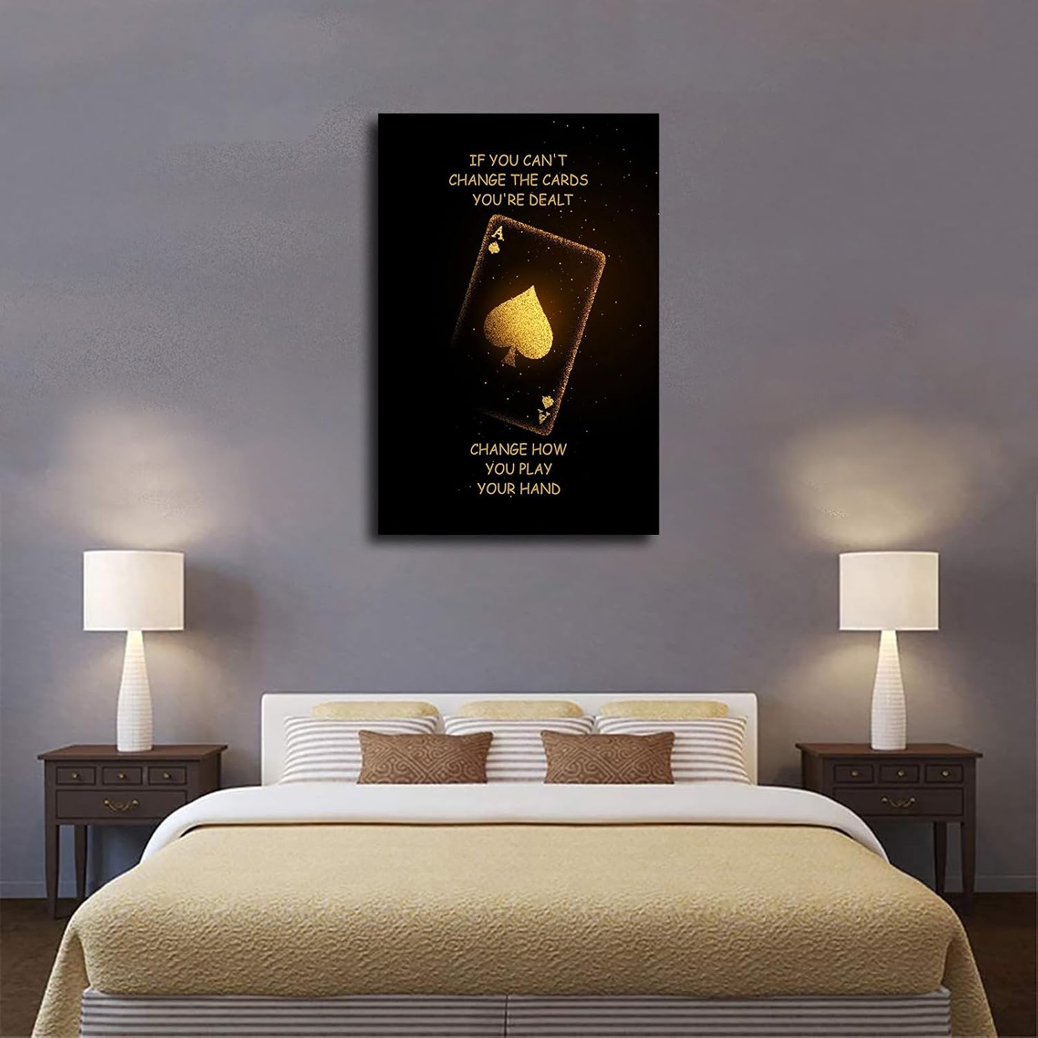 Wall Art Canvas Prints- Poker Inspirational Ace of Spades Game Motivational Quotes Posters Room Aesthetics-Best decoration for kitchen living room bedroom office gym etc (24x36inch-Framed)