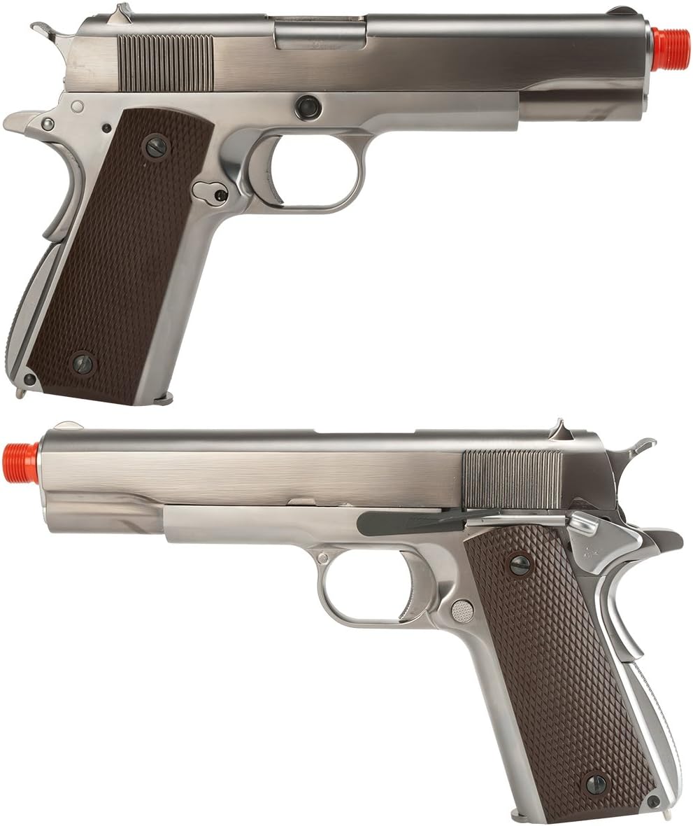 Evike Airsoft - WE-Tech Gen2 Metal Airsoft 1911 GI Full Size GBB Airsoft Pistol (Color: Silver/Gas) - (PID: 32730)