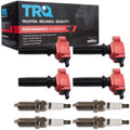 TRQ Ignition Coil and Spark Plug Kit 8 Piece Iridium Spark Plugs Compatible with 2017-2018 Fusion 2018-2021 EcoSport