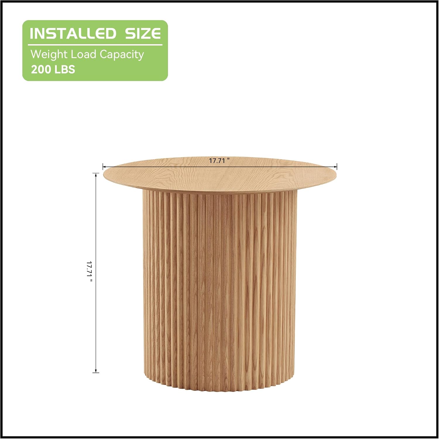 KEVINSPACE 17.71' Accent Side/End Table, Round Side Table Sofa Table Bedside Table for Small Spaces Nightstand for Living Room, Bedroom,Stable Frame, Easy Assembly Natural