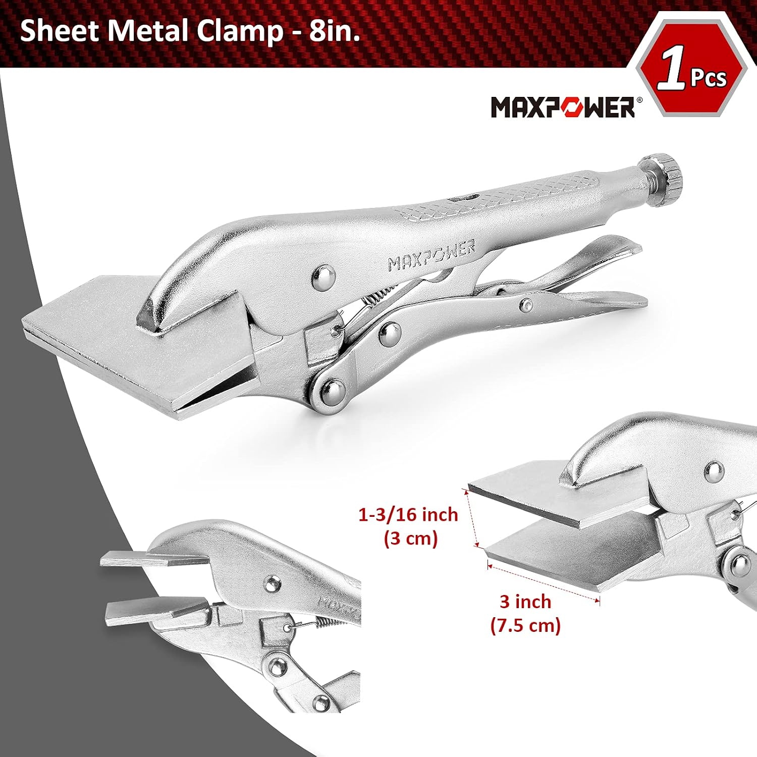 MAXPOWER 15-pc Locking Pliers Set with C-clamps, Long Nose, Pinch Off, Sheet Metal Clamp, U Shaped Pliers and Tool Bag