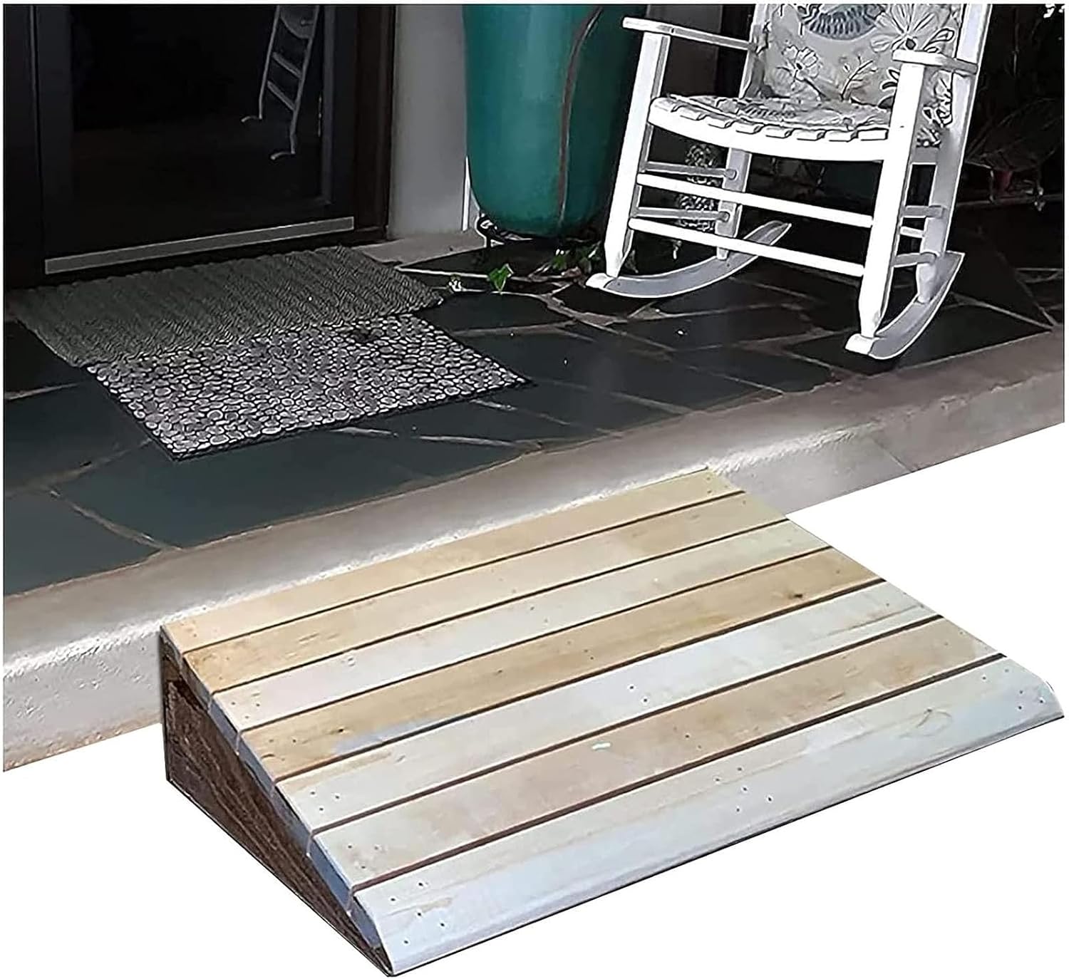 SHYP Wheelchairs Walkers Transition Ramp, Wooden Threshold Ramps for Doorway 2-6inch Rise, Portable Non-Slip Entry Ramps for Home/Front Door/Garden Step/Sheds (Size : 13.3x11.8x5.1in/33.8x30x13cm)