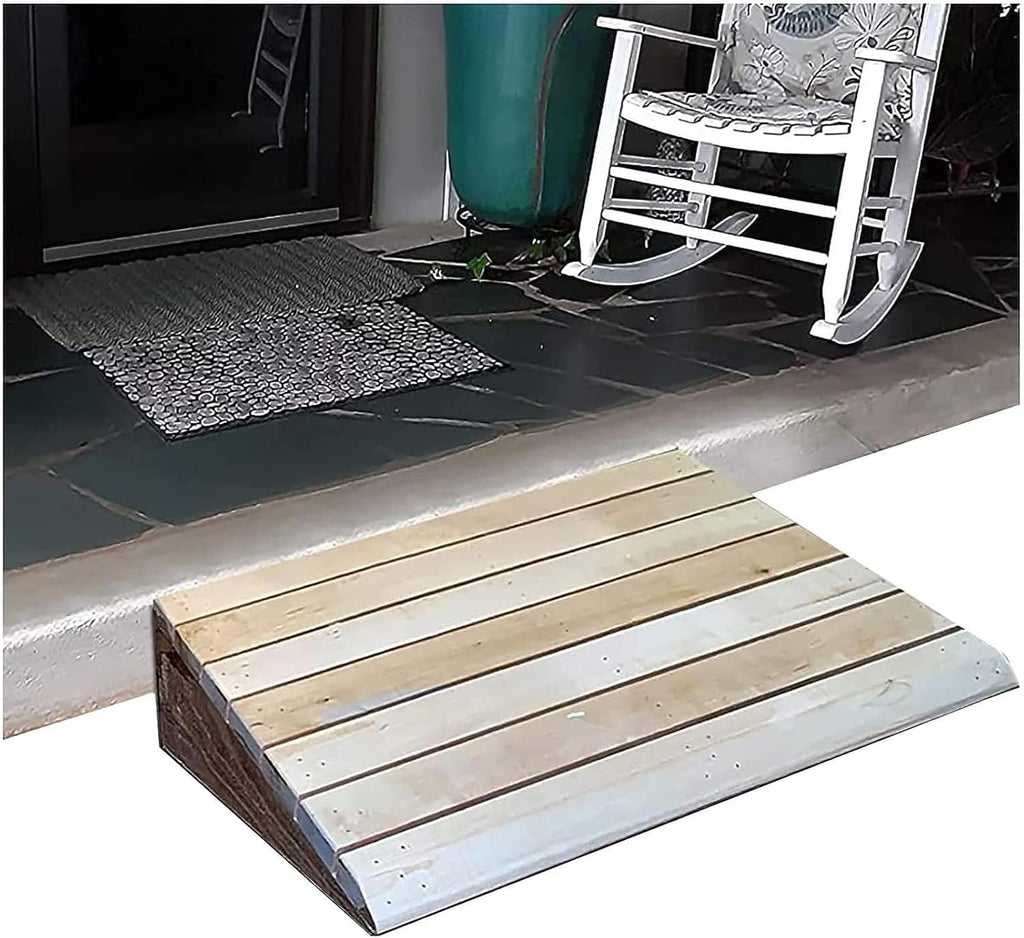 SHYP Wheelchairs Walkers Transition Ramp, Wooden Threshold Ramps for Doorway 2-6inch Rise, Portable Non-Slip Entry Ramps for Home/Front Door/Garden Step/Sheds (Size : 15.3x13.8x5.5in/38.8x35x14cm)