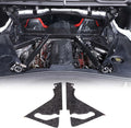 Real Carbon Fiber Engine Bay Panel Cover Compatible with Chevrolet Corvette C8 2020-2026, Front Hood Lift Supports Shock Struts Base Trim Cover Accessories 2Pcs (Forged Grain)
