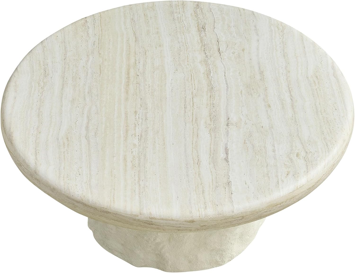 Round Coffee Table for Living Room Modern Faux Marble Center Circle Side Drum Accent Farmhouse Coffee Tables Mid Century for Apartment Bedroom Office Balcony (35.04' x 14.96') Beige