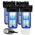 Geekpure 10-Inch Whole House Water Filter Housing 3/4' Port with Wrench and Bracket -4.5'x10'-Clear Pack of 4