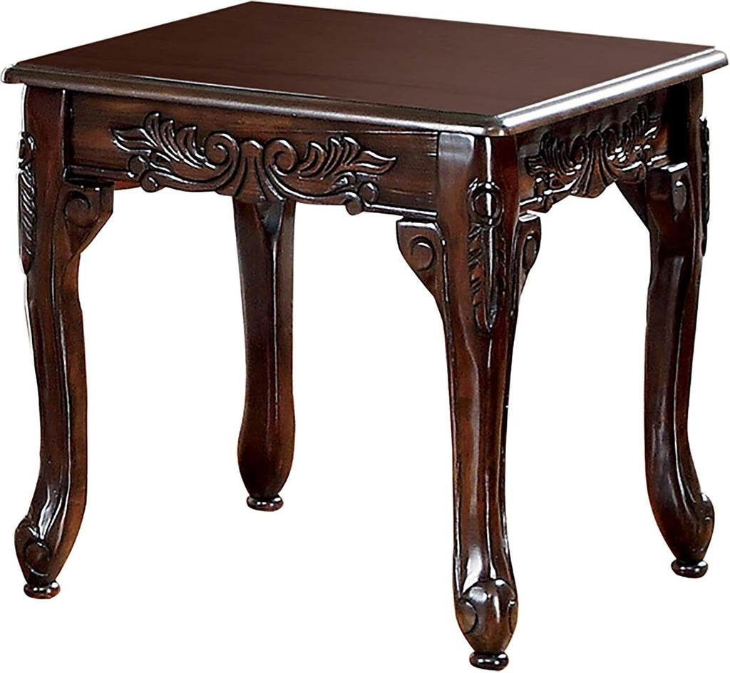 Furniture of America Alice Solid Wood 3-Piece Coffee Table Set in Dark Cherry