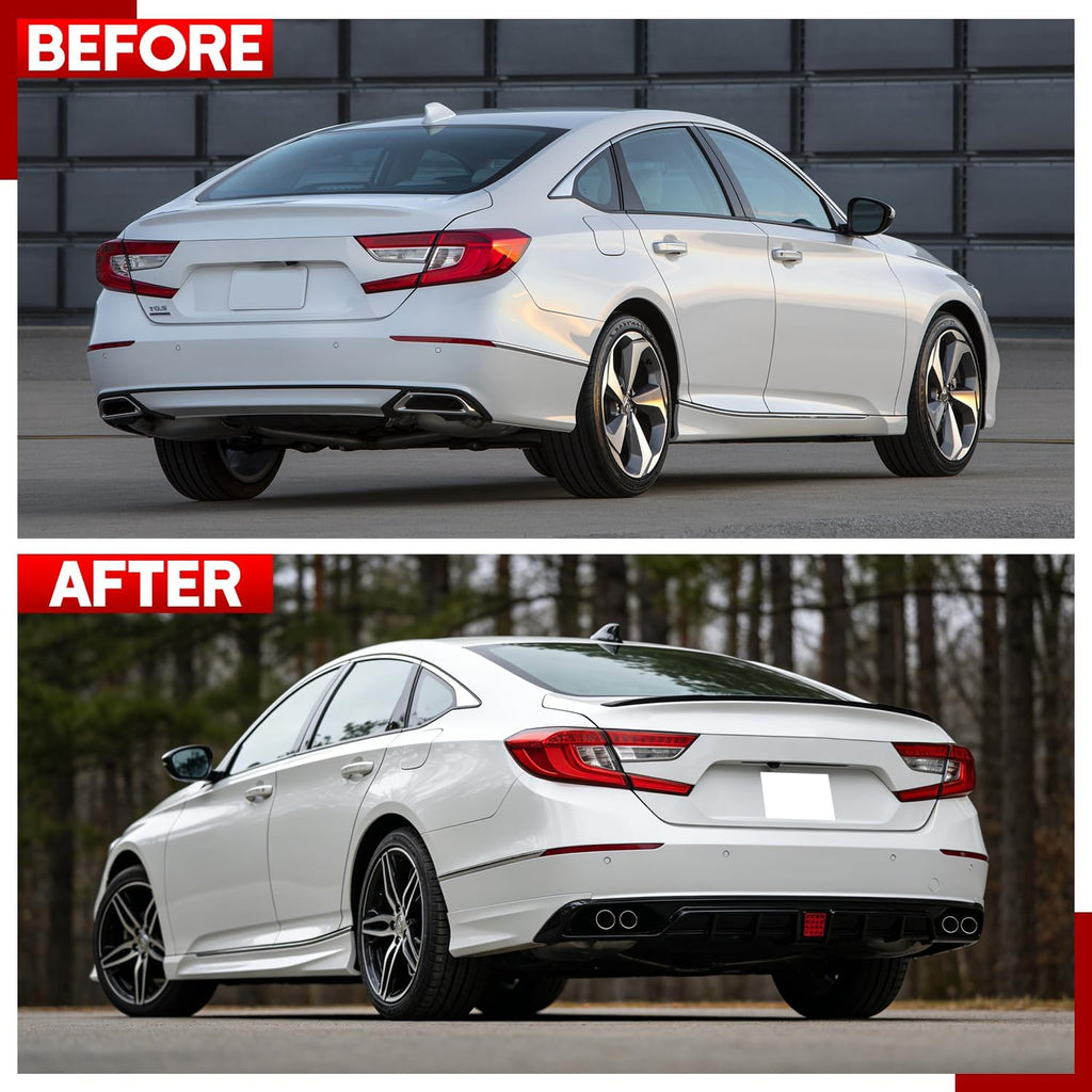 Front Bumper Lip Splitter Spoiler for 2018-2020 Honda Accord, Front Lower Bumper Valance Air Dam Deflector for 10th Gen Honda Accord Front Bumper Protector Accessories (Diffuser- Black & Pearl White)