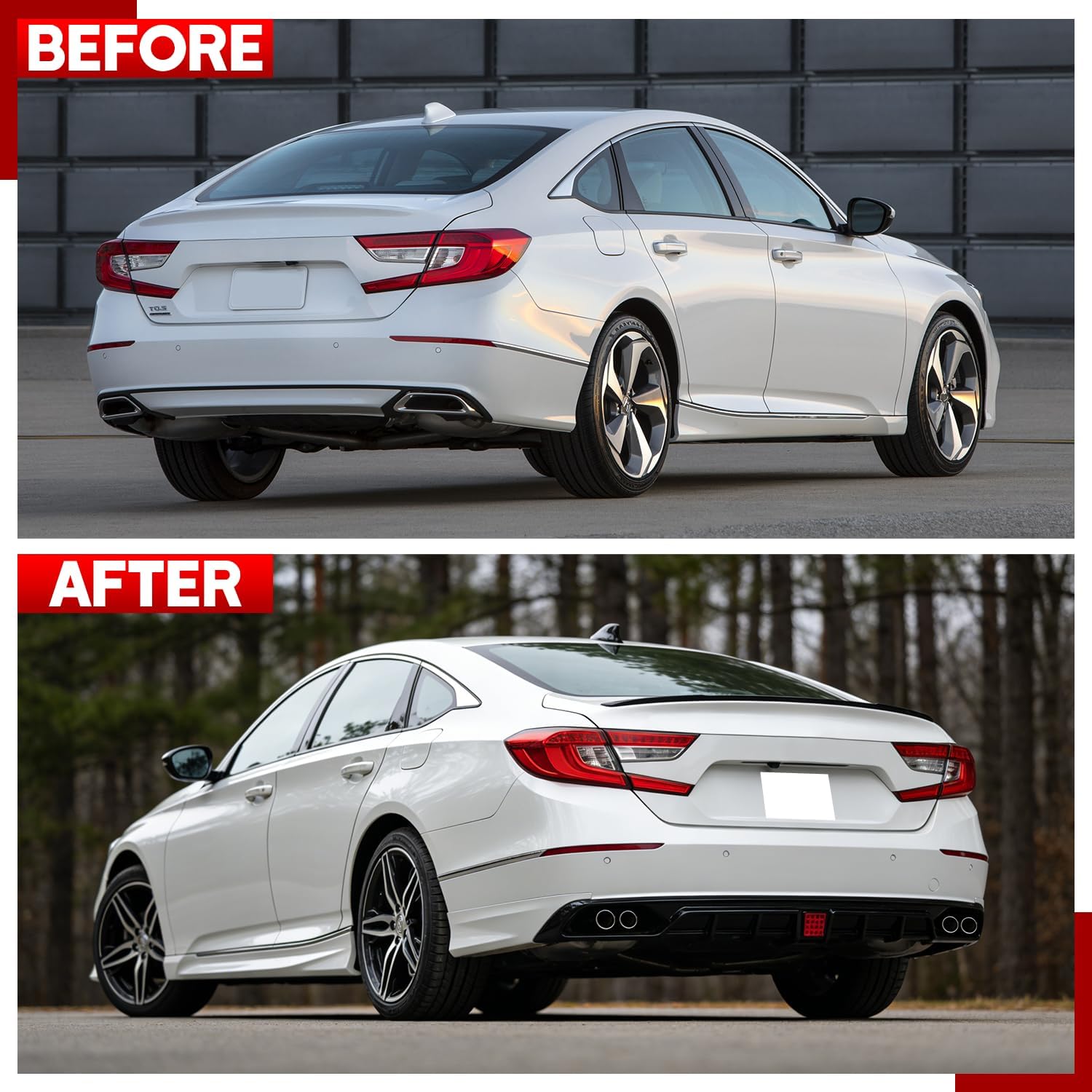 Front Bumper Lip Splitter Spoiler for 2018-2020 Honda Accord, Front Lower Bumper Valance Air Dam Deflector for 10th Gen Honda Accord Front Bumper Protector Accessories (Diffuser- Black & Pearl White)
