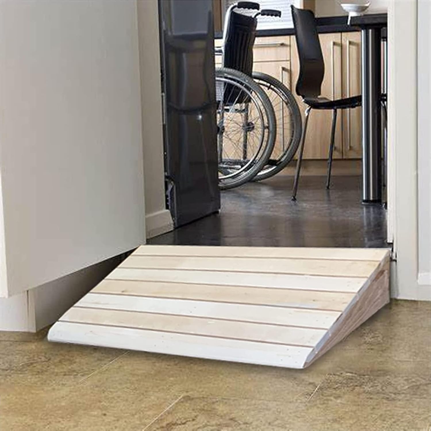 SHYP Threshold Ramps for Doorways Portable Wheelchair Ramps 2-6' Rise Wooden Entry Ramps Door Threshold Wheelchair Scooter Ramp Curb Ramp for Indoor/Outdoor (Size : 15.3x13.8x5.5in/38.8x35x14cm)