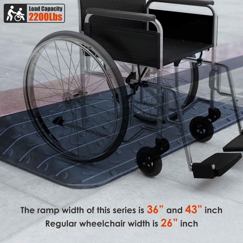 1'/1.5'/2'/2.5'/3'/3.5'/4' inch Rise Height Rubber Threshold Ramp, Cuttable Door Ramp, Anti-Slip Rubber Curb Ramps, for Wheelchair Scooter Black Wheelchair Ramp Doorway (1.0' Rise - 2Pack)