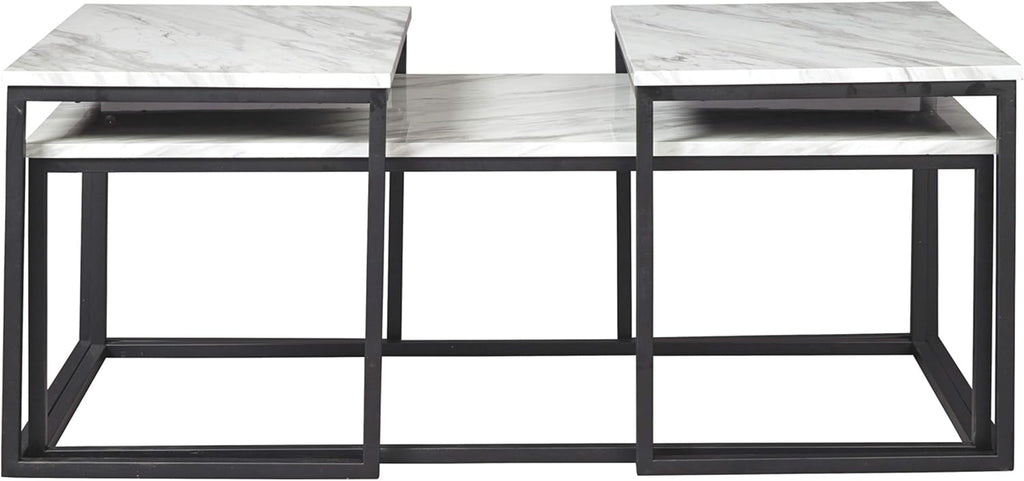 Signature Design by Ashley Donnesta Contemporary 3-Piece Table Set, Includes Coffee Table and 2 End Tables , Black & White