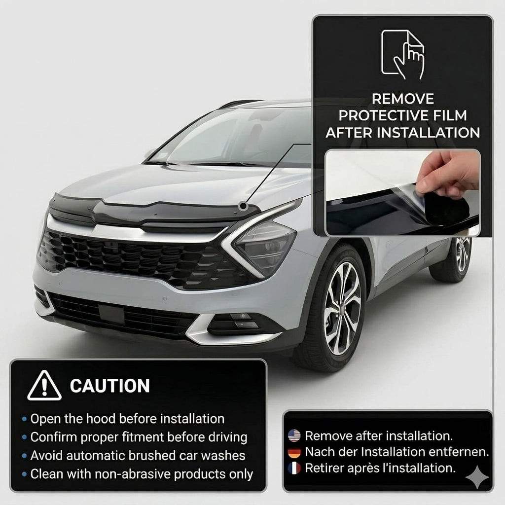 Hood Deflector Guard fits Honda Civic 2006-2012, Bugflector Bug & Bonnet Shields, Black ABS Hood Protector, Protects from Particles & Bug, All Weather Durable Car Exterior Accessories