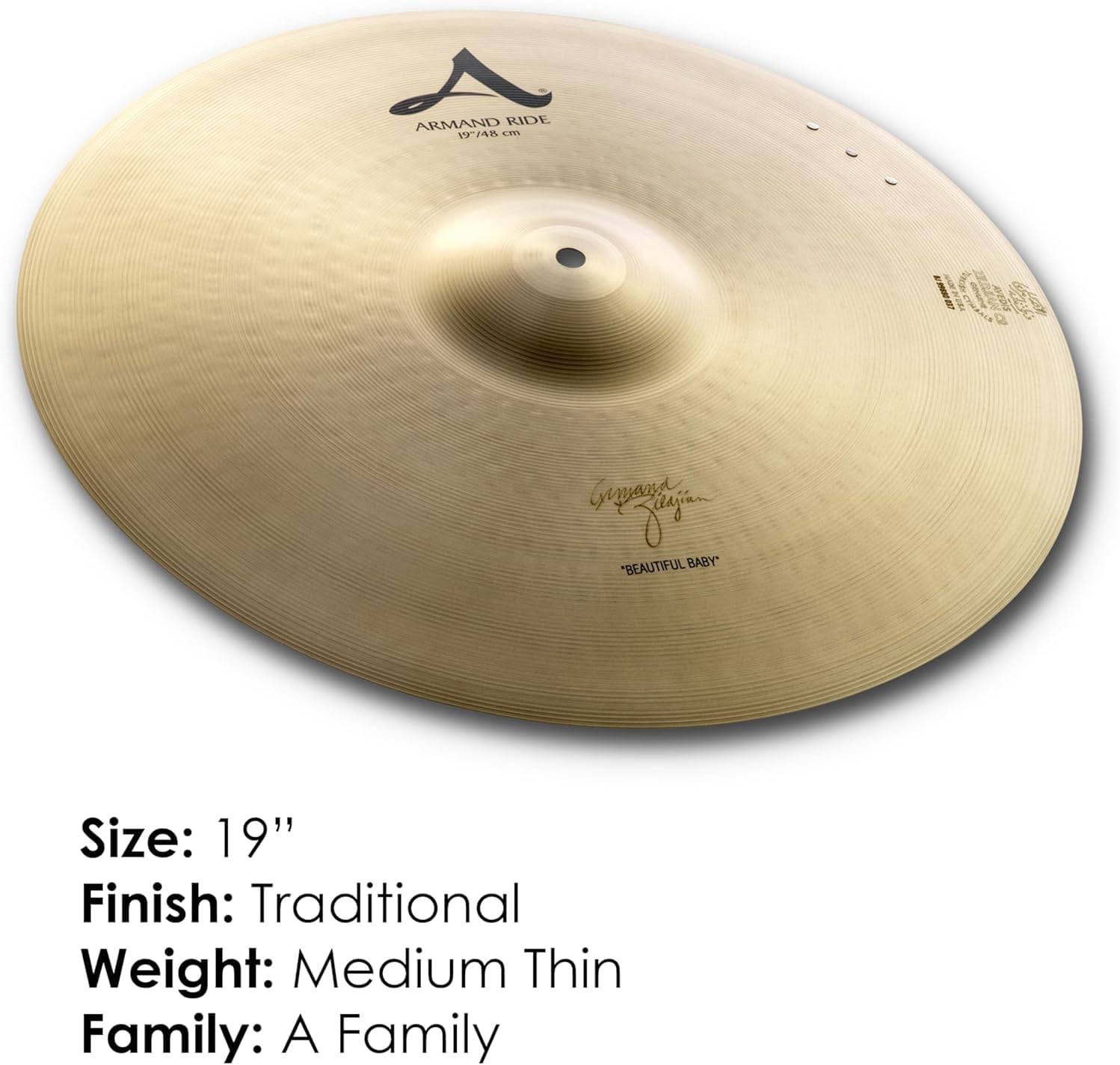 Zildjian A0044 19' A Armand Beautiful Baby Ride Cast Cymbal