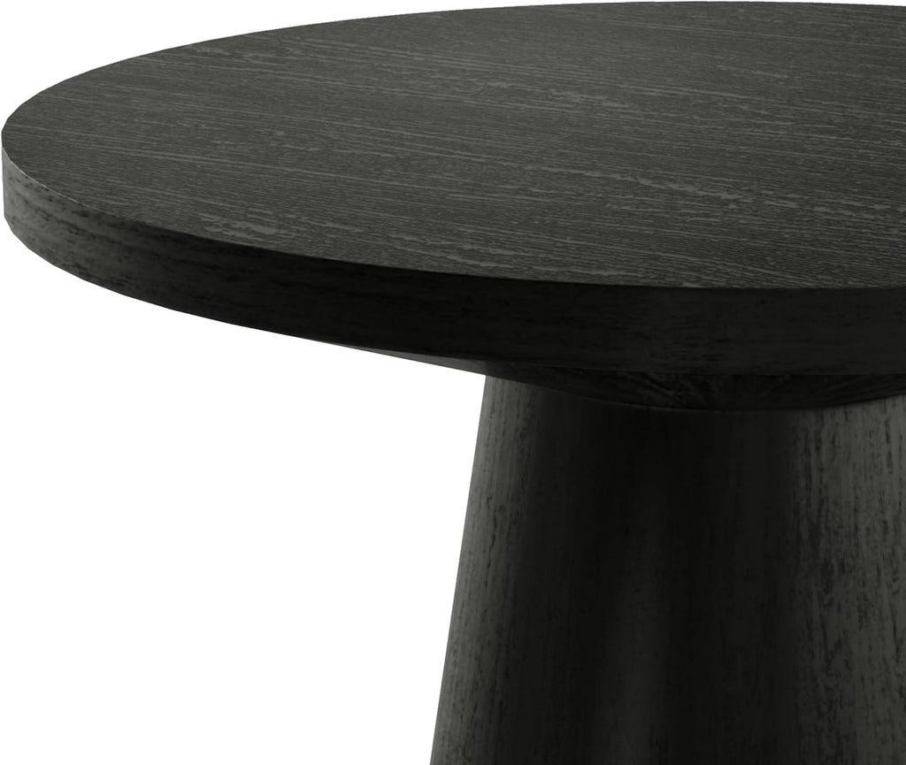 Furniture of America Crambel Modern Solid Wood 20-inch Round End Table with Cone-Shaped Pedestal Base, Living Room Furniture for Small Space, Home Office, Black