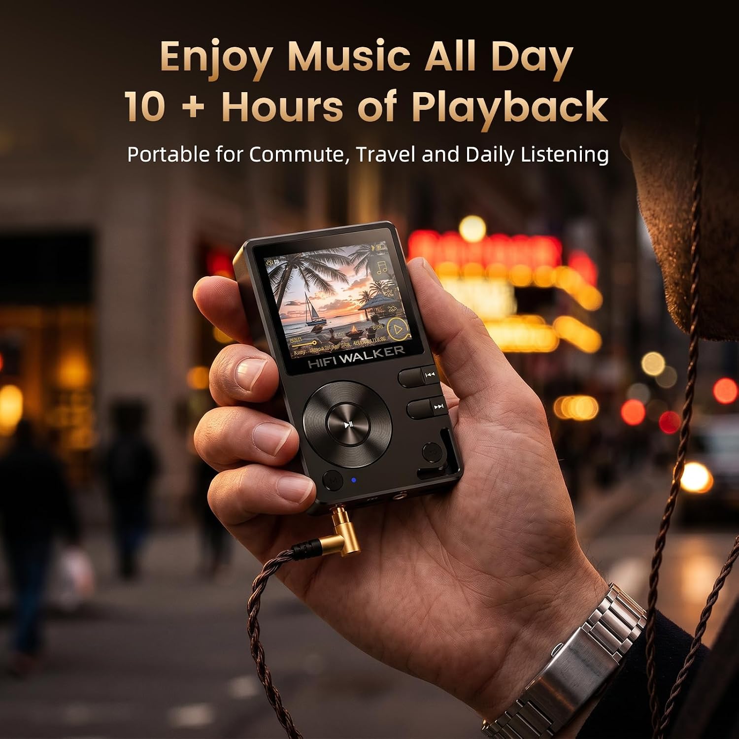 HIFI WALKER H2, High Resolution MP3 Player with Bluetooth5.2, DSD DAC, HiFi Portable Digital Audio Player Lossless High-Res Music Player with 128GB Memory Card, Support Up to 512GB