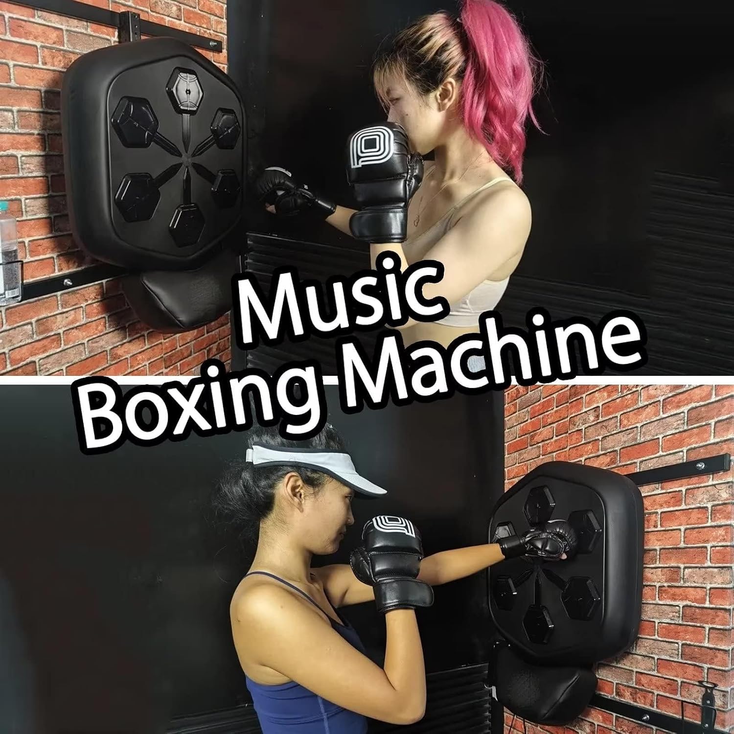 Music Boxing Machine, Smart Boxing Target with Boxing Gloves/Bracket, Suitable for Gym, Office