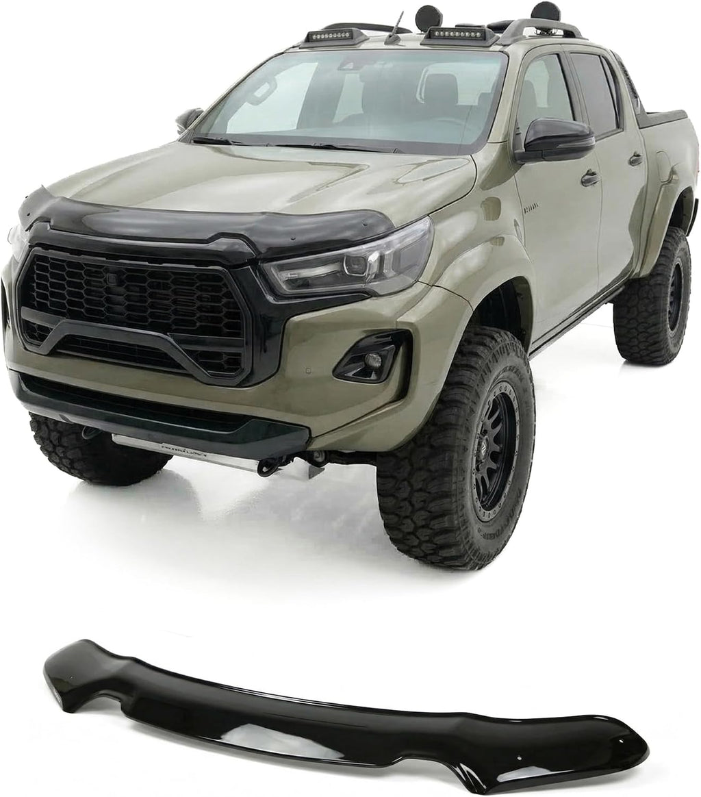 Hood Deflector Guard fits Toyota Hilux 2021-2025 (Not for Tacoma), Bugflector Bug & Bonnet Shields, Black ABS Hood Protector, Protects from Particles & Bug, All Weather Durable