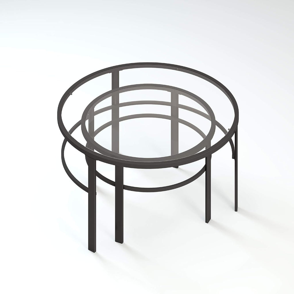 Henn&Hart Round Nested Coffee Table in Blackened Bronze, Coffee Table coffee tables for living room, studio apartment essentials, 36' Wide