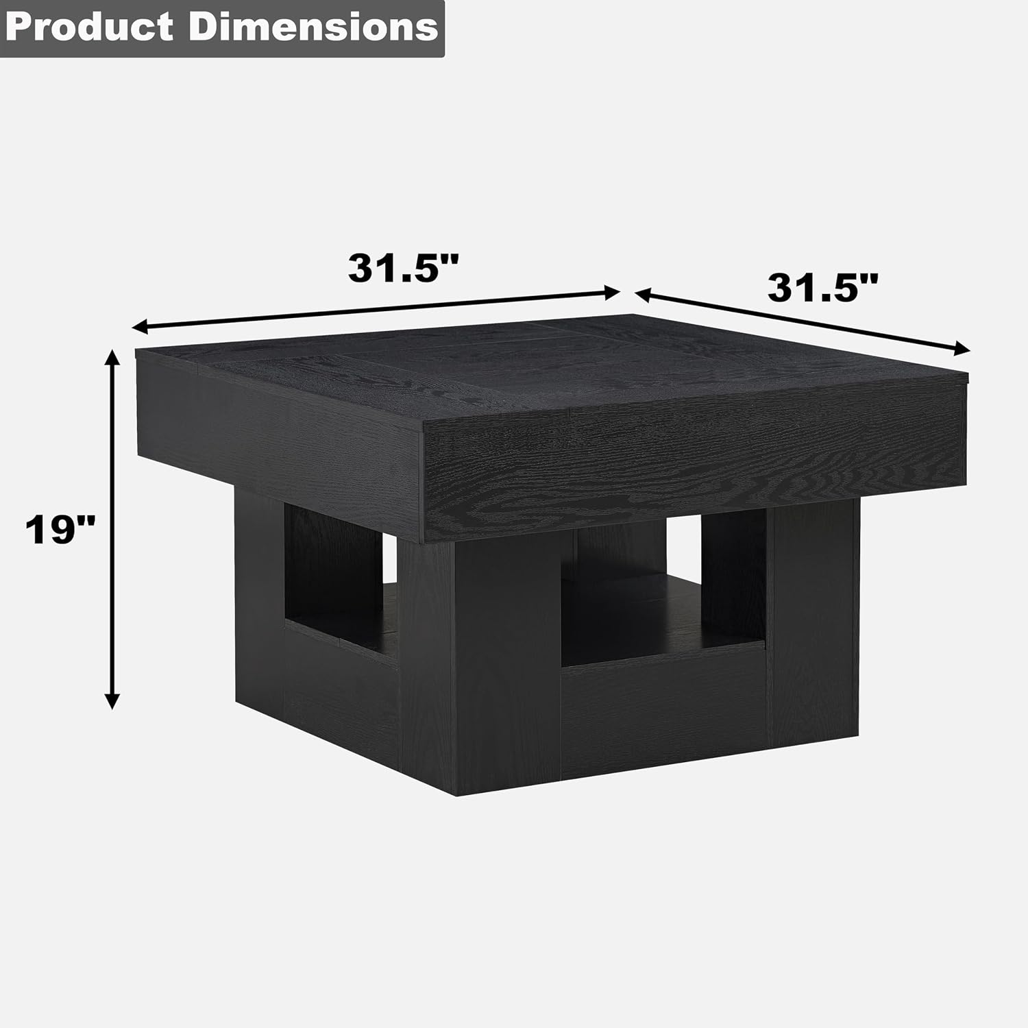 OKYCI Modern Coffee Table and End Table Set of 3 for Living Room, Includes 31.5' Coffee Table & 2 Side Table with 3 Drawers & Charging Station, Black