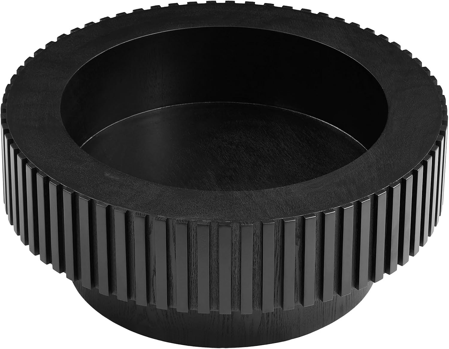 31.49'' Round Coffee Table Modern Wood Coffee Table with Storage for Living Room, Circle Fluted Drum Pedestal Style, Easy Assembly, Black