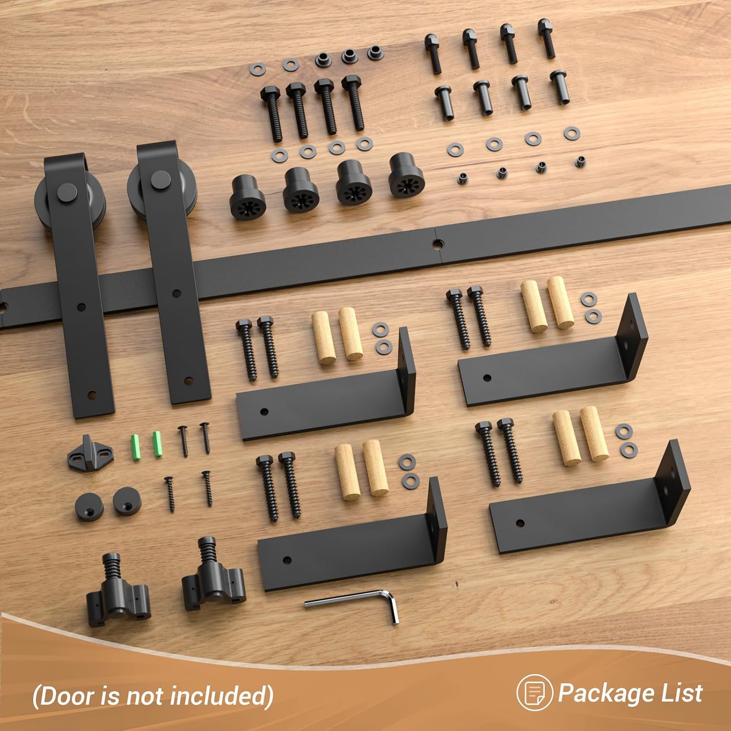 CCJH 8FT Ceiling Mount Bracket Sliding Barn Door Hardware Kit Black,Strong Bearing, Low Ceiling L-Shape Bracket System, Fit 48' Wide Single Door Panel (Basic Style)